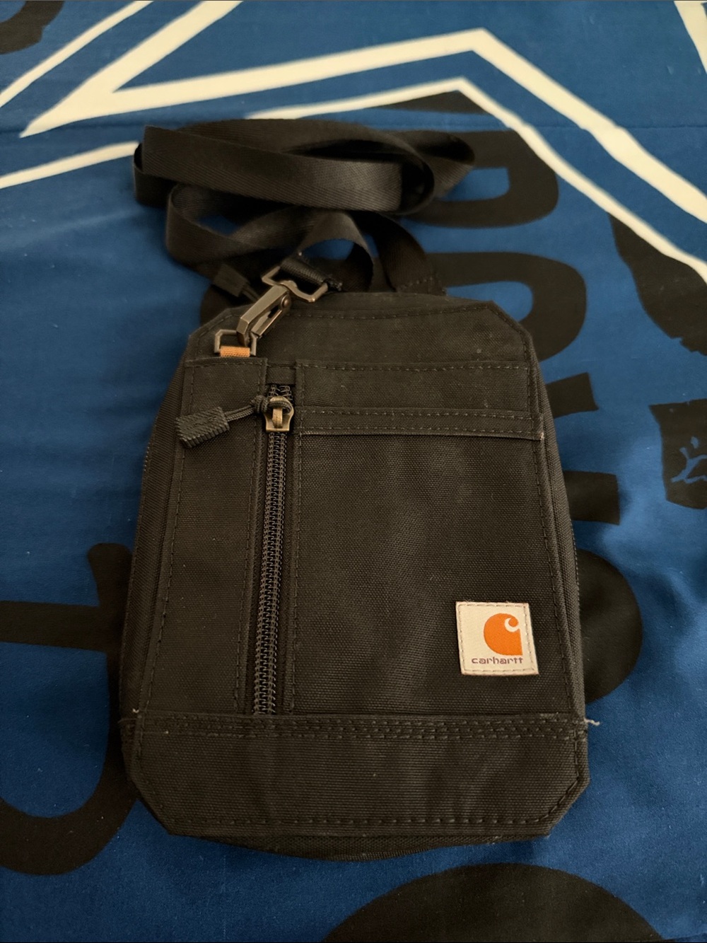 Carhartt Black Compact Crossbody Pouch with Orange Logo